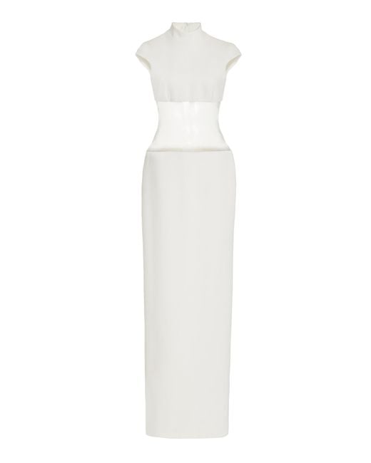 David Koma White Exclusive Tulle Illusion Cady Gown
