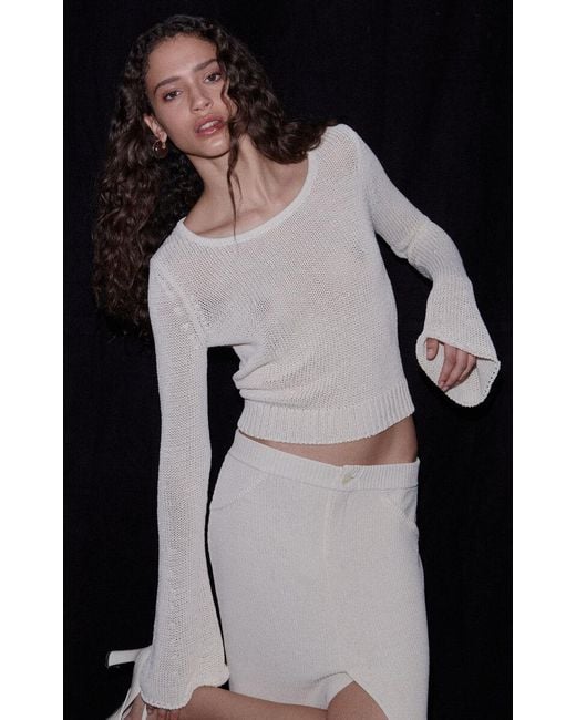 AYA MUSE White Sei Knit Cotton-blend Maxi Skirt