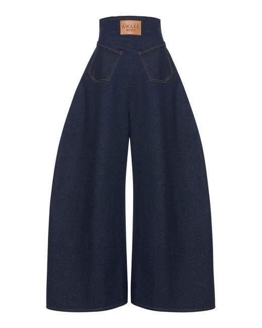 A.W.A.K.E. MODE Blue Reversed Rigid High-Rise Rounded Jeans