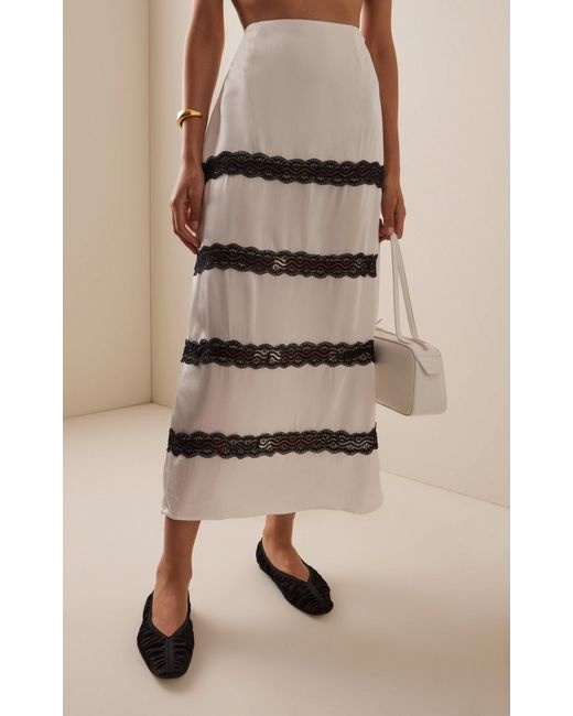 Third Form Gray Exclusive Lace-Inset Satin Maxi Skirt