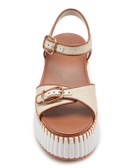 Chloé White Nama Canvas Platform Sandals