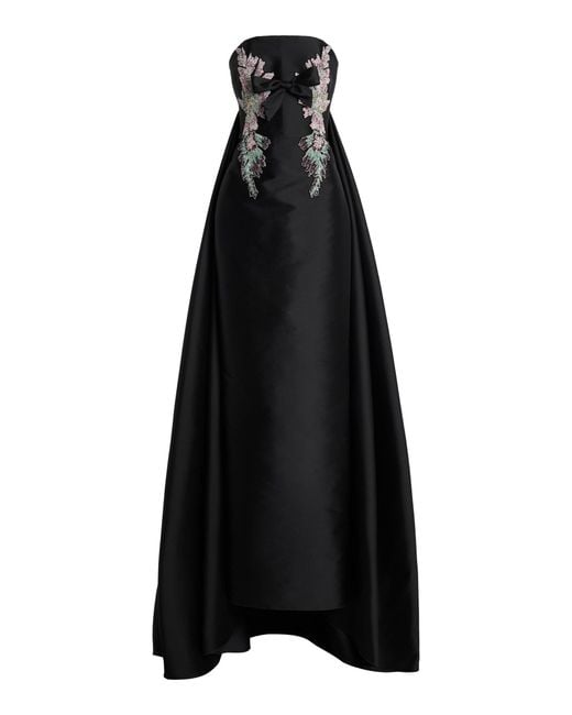 Zuhair Murad Black Strapless Embroidered Mikado Dress