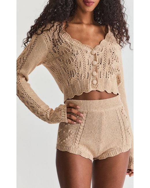 LoveShackFancy Brown Vesta Knit High-Waist Shorts