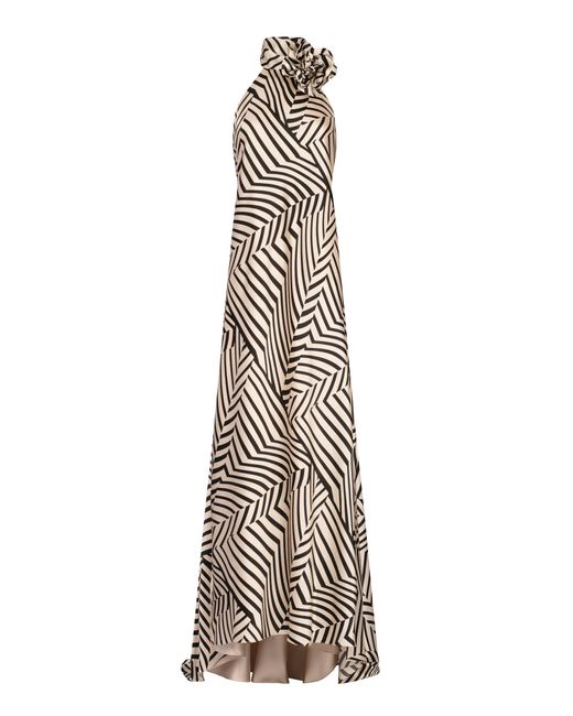 Silvia Tcherassi Natural Tila Printed Silk-blend Gown