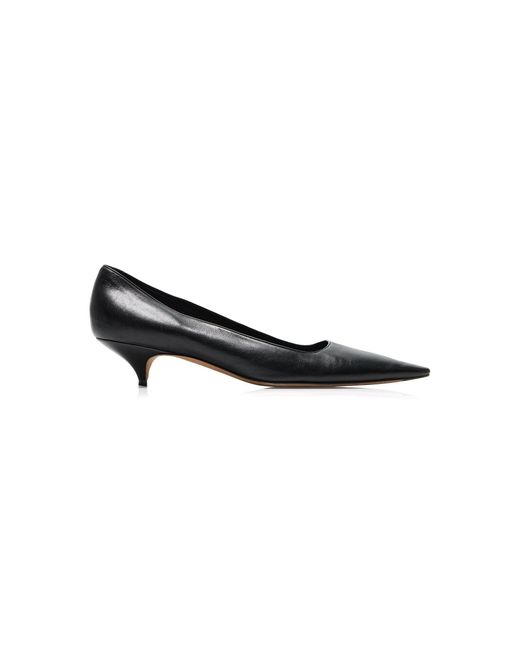 The Row Black Liisa Kitten Three Leather Pumps