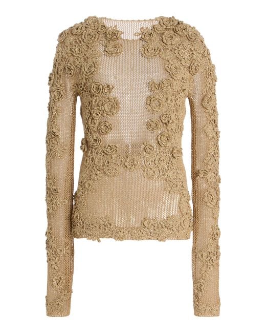 Ulla Johnson Natural Viola Crochet Knit Top