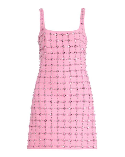 Jonathan Simkhai Pink Ziva Embellished Crepe Mini Dress