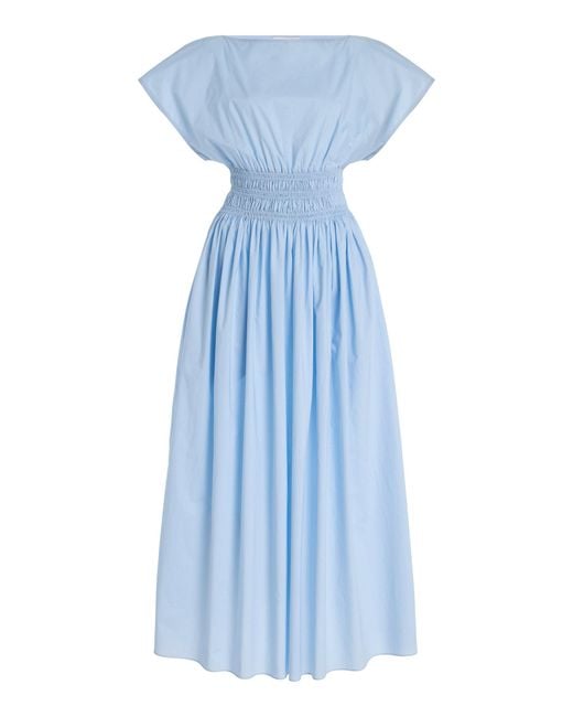 Matteau Shirred-Waist Organic Cotton Midi Dress in Blue | Lyst Matteau Shirred-Waist Organic Cotton Midi Dress in Blue | Lyst
