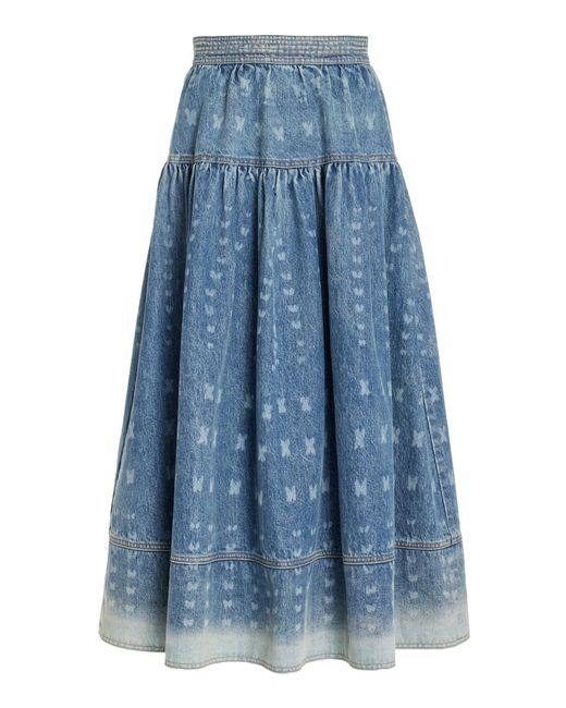 Ulla Johnson Blue The Astrid Denim Midi Skirt