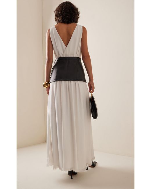 Proenza Schouler White Crepe & Eco-leather Combo Maxi Dress