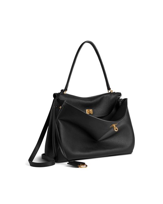 Balenciaga Black Rodeo Medium Grained-Leather Top Handle Bag