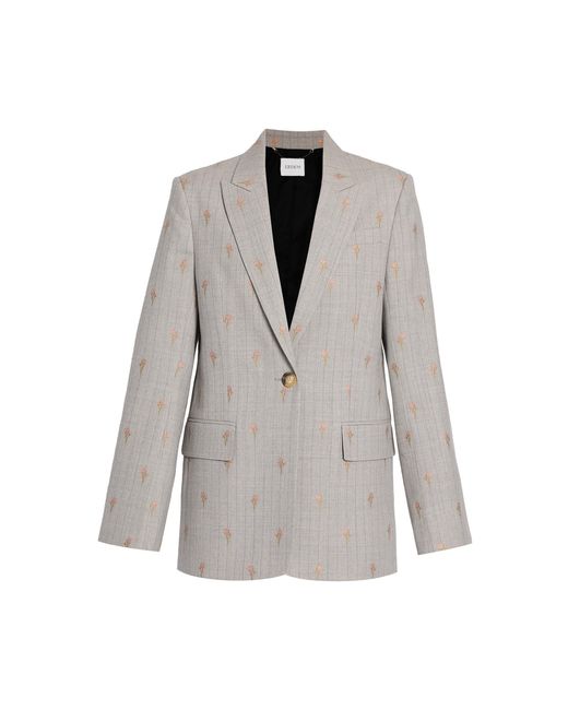 Erdem Gray Pinstripe Wool-Blend Jacket
