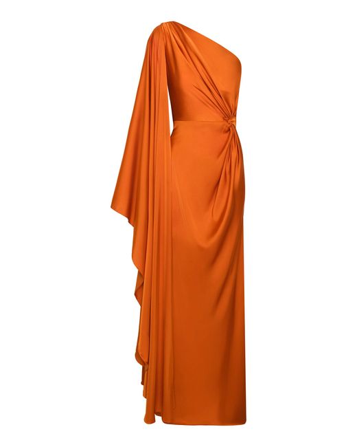 ANDRES OTALORA Orange Refinamiento Asymmetric Maxi Dress