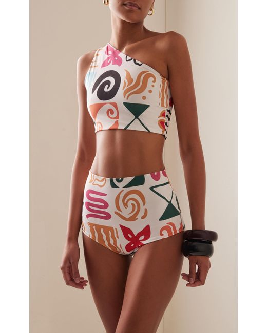 Cala De La Cruz Pink Exclusive Tina Asymmetric Bikini Top