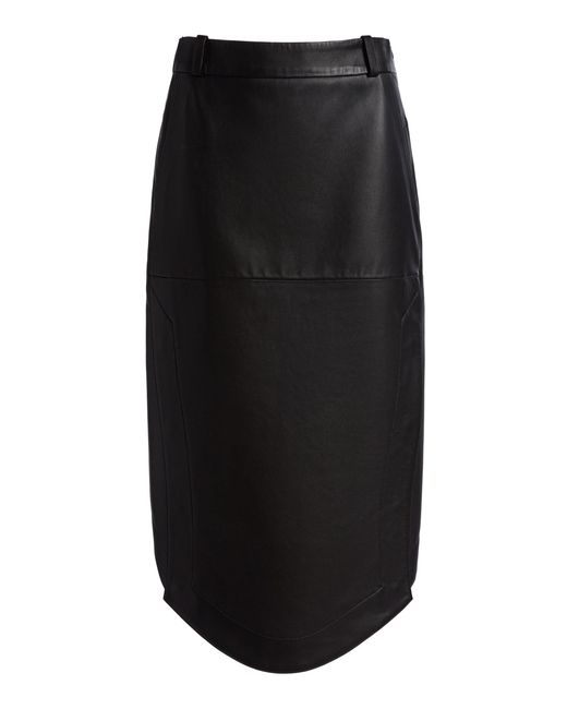 Victoria Beckham Black Lamb Leather Wrap Midi Skirt