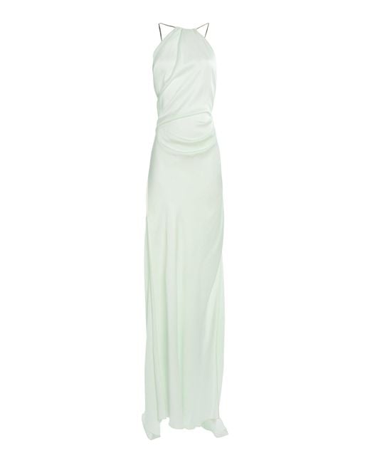Victoria Beckham White Chain-Detailed Satin Gown