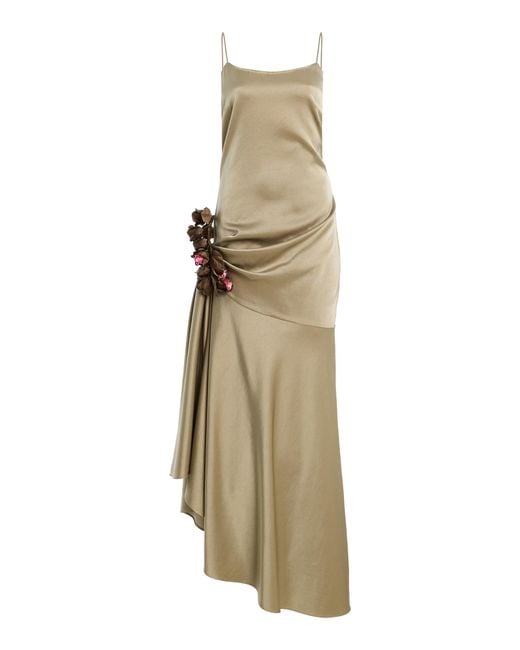 Alejandra Alonso Rojas Natural Exclusive Draped Satin Gown