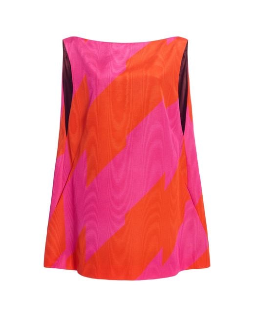 Dries Van Noten Red Dabel Striped Ottoman-Moiré Mini Dress