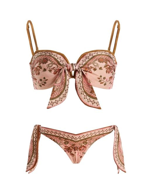 Zimmermann Brown Aster Scarf-Detailed Bikini