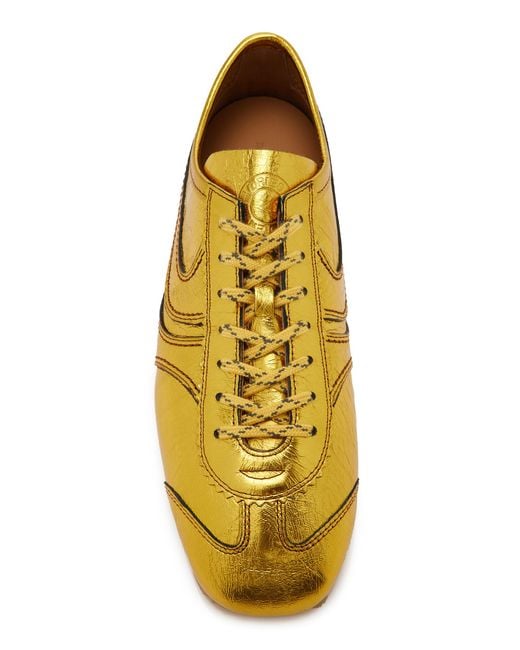 Dries Van Noten Yellow Metallic Leather Sneakers