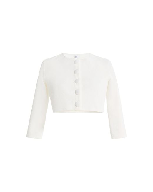 Lisa Marie Fernandez White Cropped Jacquard Cardigan