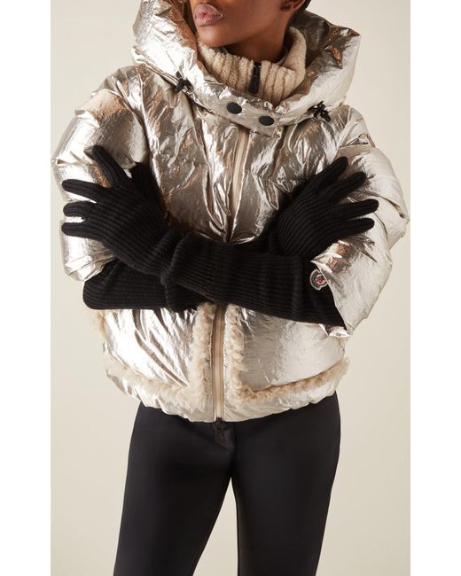 Moncler Black Knit Wool Gloves