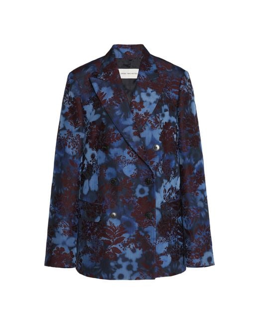 Dries Van Noten Blue Barrysta Wool-Silk Double-Breasted Blazer
