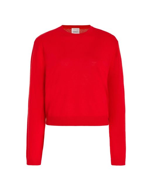 Leset Red James Classic Crewneck Wool Sweater
