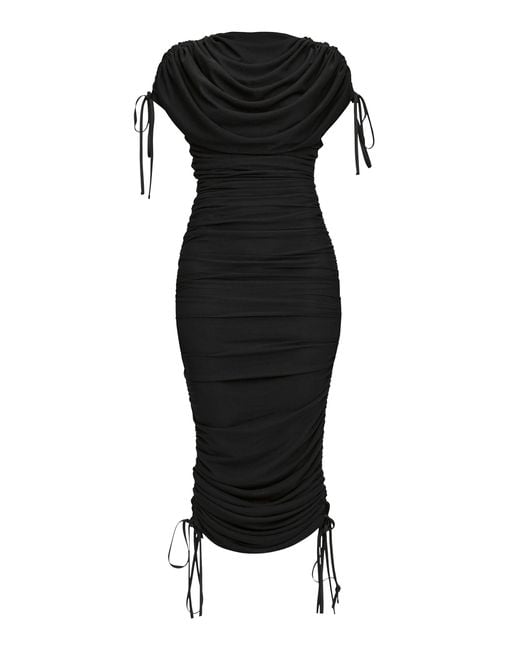ANDREA IYAMAH Black Ratu Ruched Jersey Midi Dress