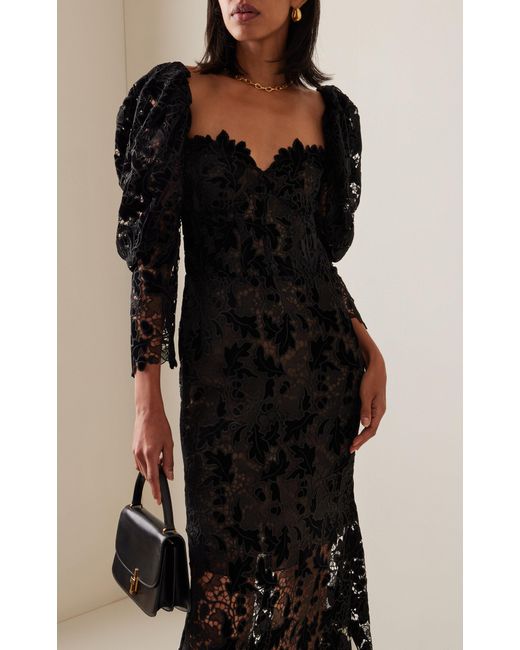 chinese dress ladies Self-Portrait - Black Guipure Lace Midi Dress main image 0