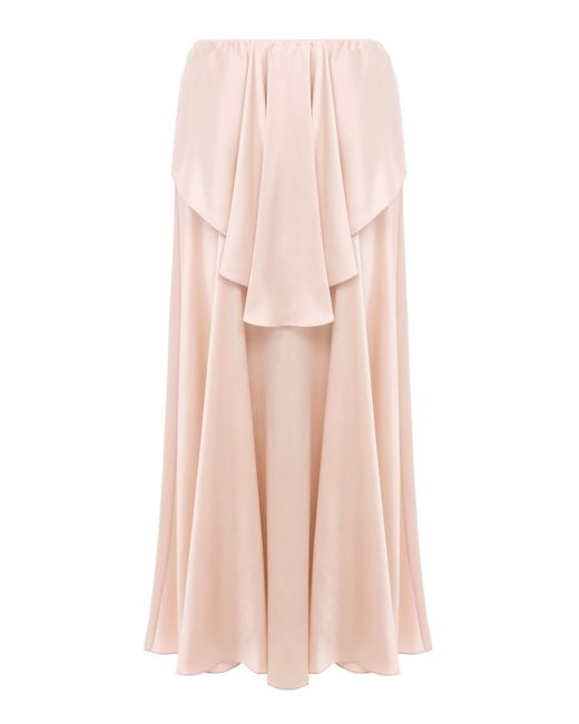 Chloé Pink Draped Washed Silk Satin Maxi Skirt