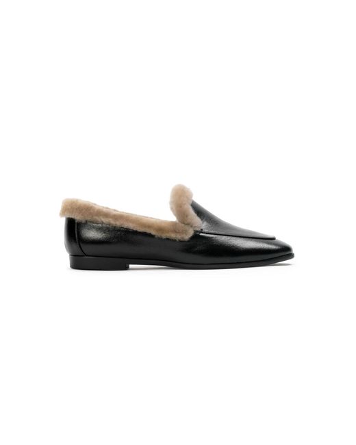 Black Suede Studio Black Zora Shearling Loafers
