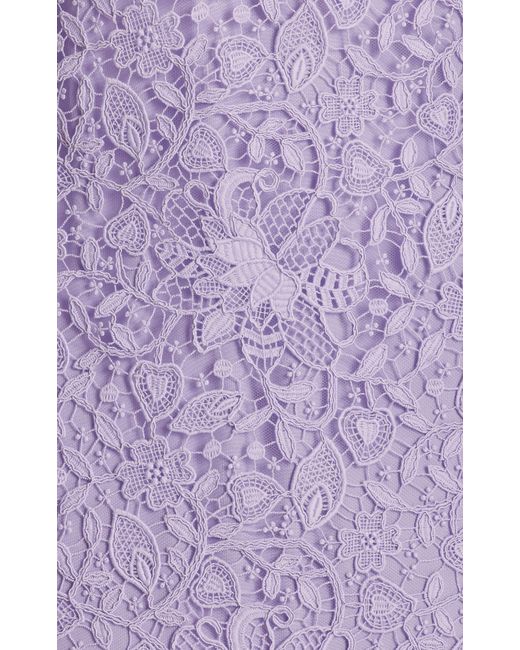 Carolina Herrera Purple Column Lace Midi Dress