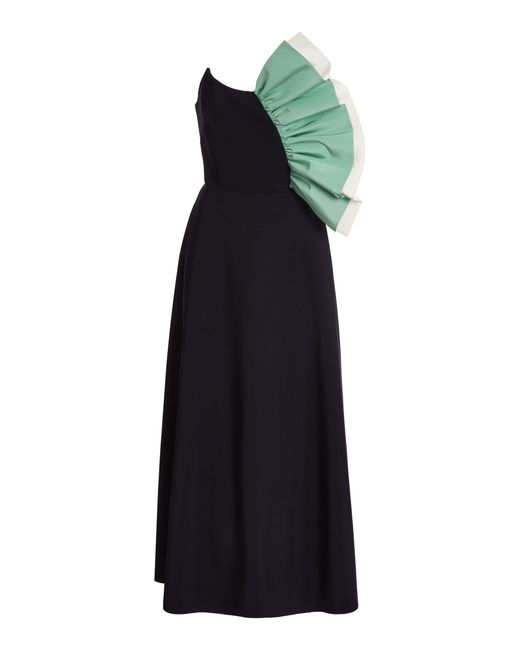 Greta Constantine Black Siza Stretch-Crepe Midi Dress