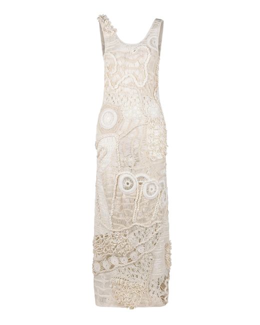 Heirlome White India Freeform Crochet Silk-Cotton Maxi Dress