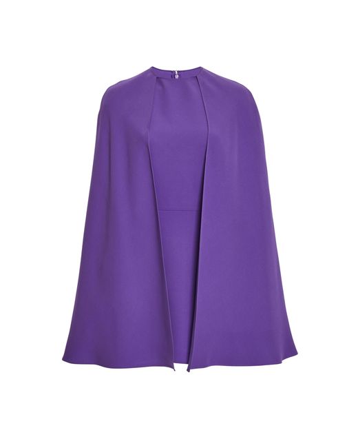 Valentino Purple Cape-detailed Silk Mini Dress