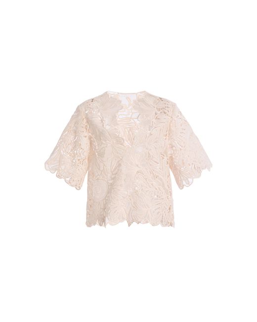 Ulla Johnson Natural Dua Lace Silk Top