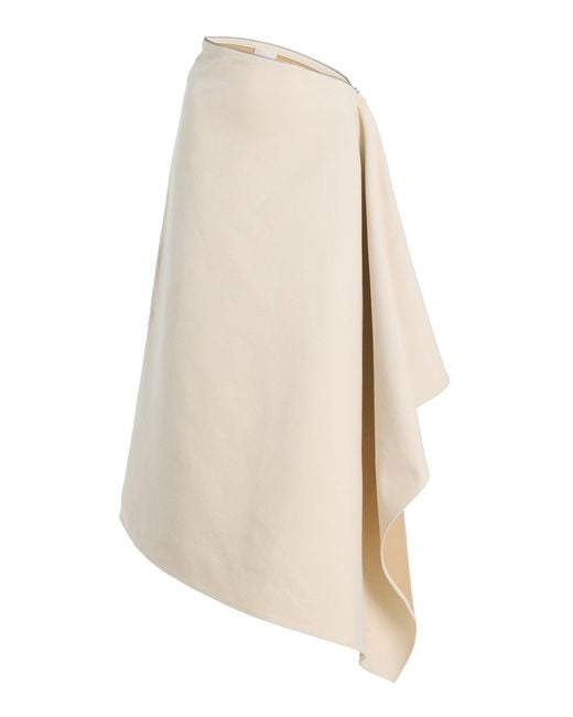 Bevza White Cotton Canvas Maxi Skirt