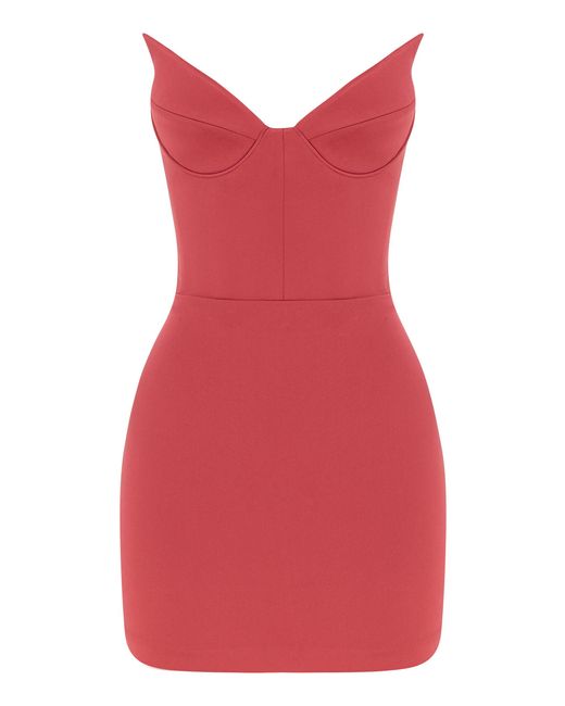 Alex Perry Red Sculpted Bustier Satin-crepe Mini Dress