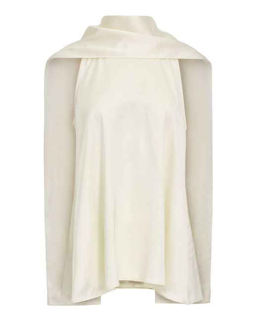 Source Unknown White Onnea Scarf-Detail Satin Top