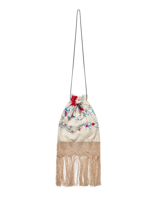 Conner Ives White Large Reconstituted Piano Shawl Silk Bag