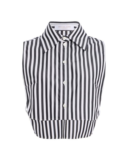 Michael Kors White Dickey Striped Cotton Top