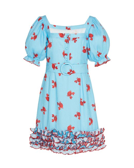 Gül Hürgel Blue Ruffled Crab Mini Dress