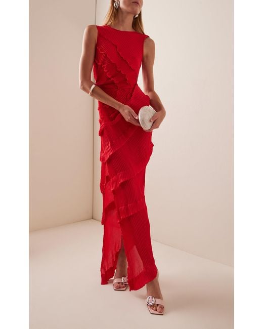 Riu ♡ Frill bolero pleats dress Georgia Hardinge Opal Ruffled Plissé-chiffon Maxi Dress in