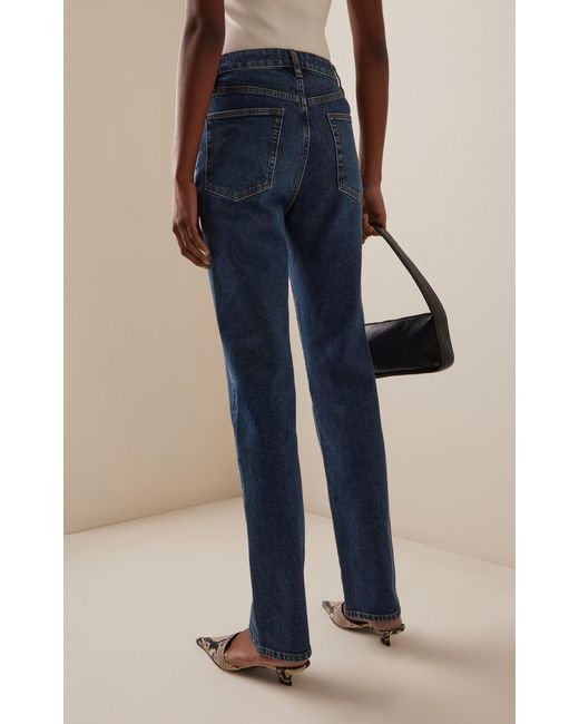 FRAME Blue The Ruler High-Rise Straight-Leg Jeans
