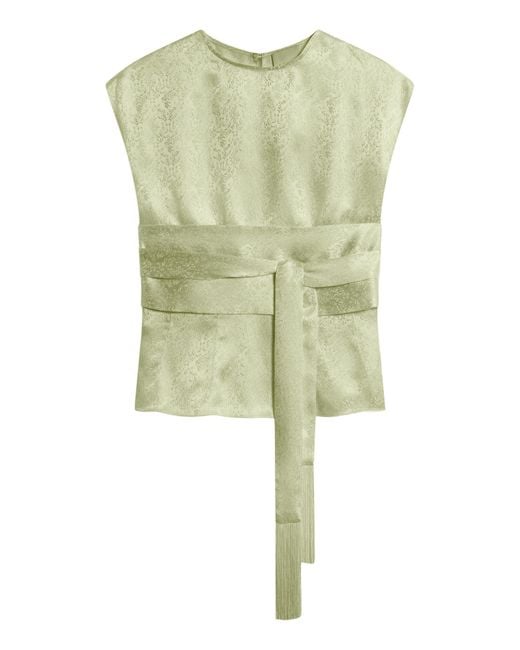 Posse Green Marcella Tie-Detail Silk-Blend Top