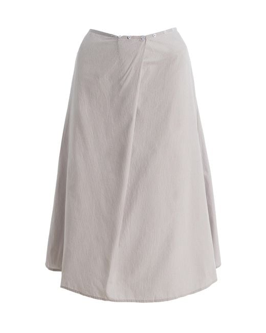 Deiji Studios White Striped Cotton Midi Wrap Skirt