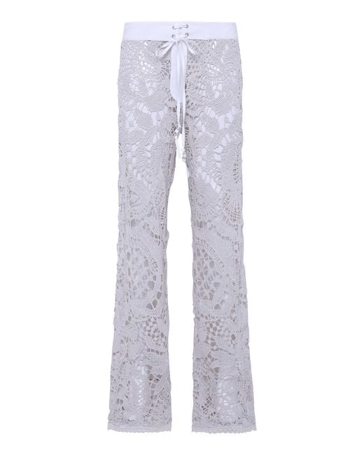 Siedres Gray Leane Crocheted Straight-Leg Pants