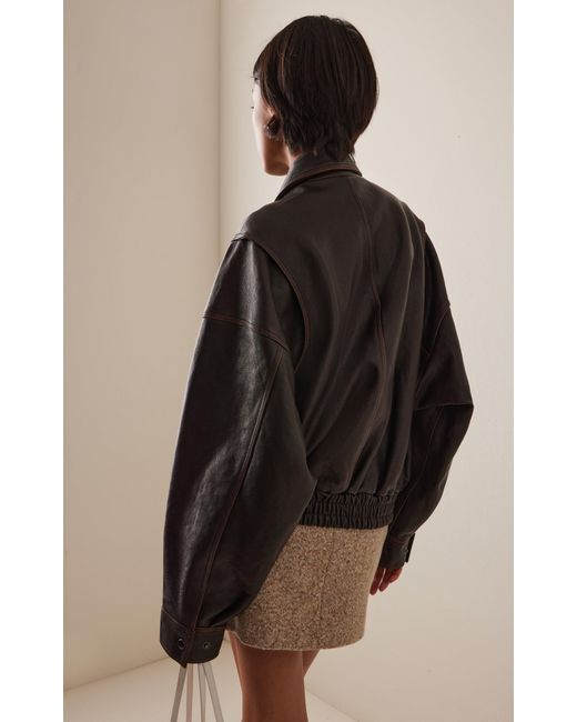 Staud Black Eugene Distressed Leather Jacket
