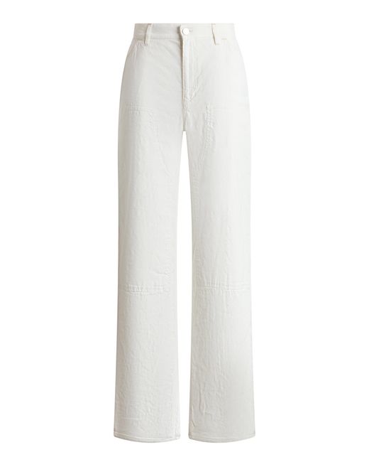 Ralph Lauren White Mullins Low-Rise Canvas Straight-Leg Jeans